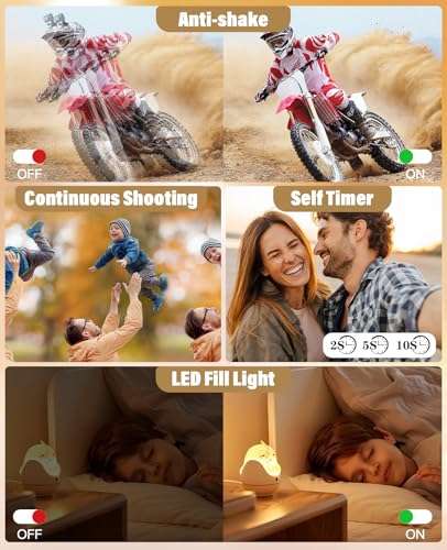 2025 New Digital Camera, 56MP FHD 1080P for Kids with 16x Digital Zoom Anti Shake, Face Detect, Smile Capture, 32GB TF Card, Battery, Lanyard, a Great Gift for Boys & Girls（Black） 6