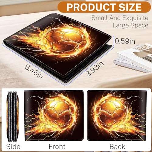 WEBJIASU Boys Wallet for Kids, Kids Wallets for Teen 9-12 8-12 12-14 with Card,Funny Soccer Leather Bifold Rfid Blocking,Black Purse for Men Boy Male Youth Guys Christmas Gifts Birthday Present 2