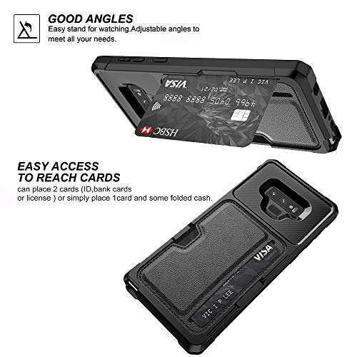 Galaxy Note 9 Case for Men,Leather Wallet Purse Heavy Duty Rugged Hybrid Hard PC Shockproof Full Body Protective Bumper Card Holders Stand Back Case Cover for Samsung Galaxy Note 9 (Black) 4