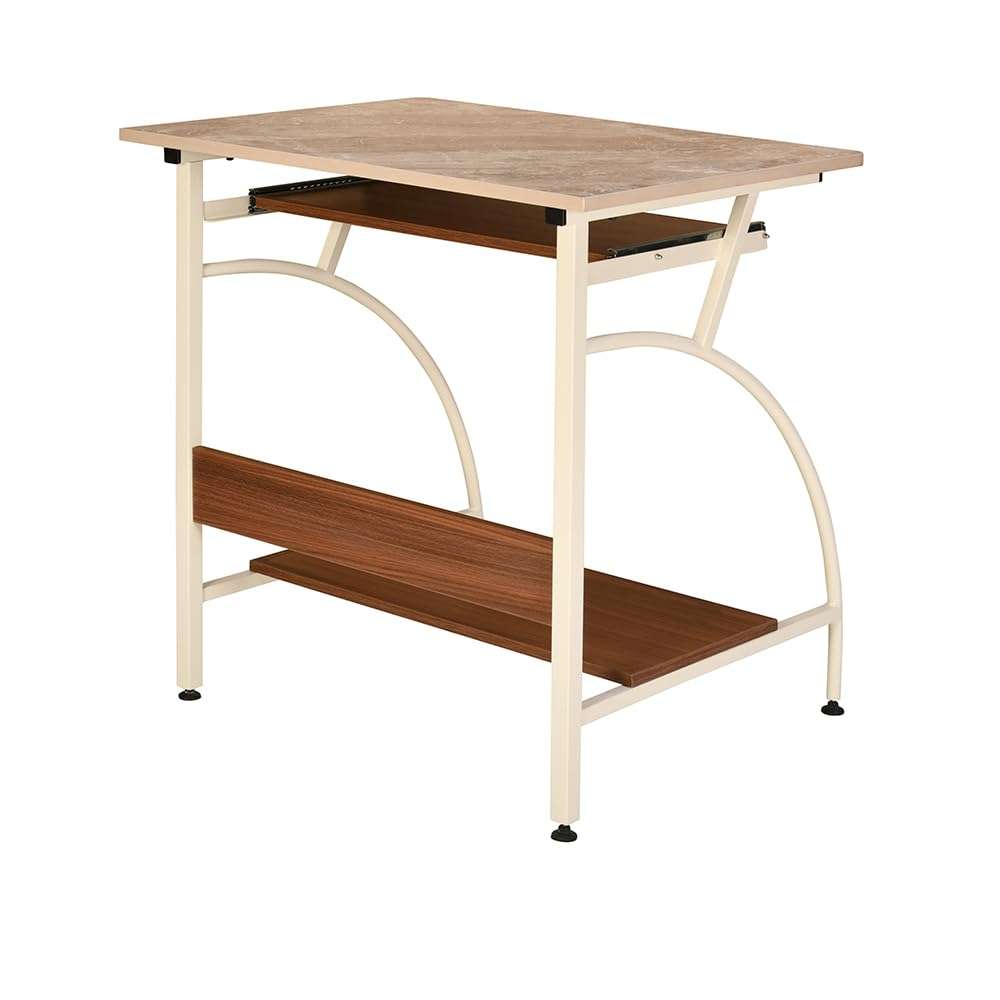 Nilkamal Alwin Computer Table|Engineered Wood|Dedicated Keyboard Drawer|CPU Shelf|Ideal for Living Rooms, Bedrooms, Offices, Library, Computer Rooms|Ivory/Walnut 3