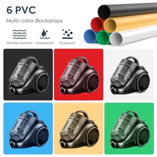 Professional Photo Light Box, Heorryn 24x24x24 Inches Portable Photo Studio Box Folding Shooting Tent Kit with Brightness Dimmable LED Lights & 5 Backdrops for Jewellery, Food, Shoes Photography etc 4