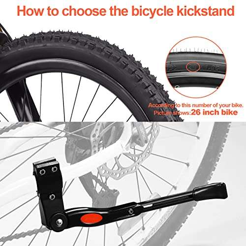 DIRZA Bike Kickstand Adjustable Alloy Bicycle Kickstand for 22"/24"/26" Mountain Bike Road Bike 5