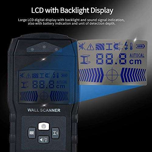 GMKD Stud Finder, 3-in-1 Digital Wall Scanner with LCD Display, Multifunctional Electric AC Wire Metal Wood Detector - for Wood Metal & Live Cables Detection 3