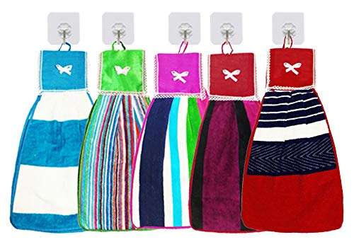 Kuber Industries Hanging Cotton 5 Pieces Cotton Washbasin Napkin/Hand Towel for Kitchen and Bathroom (Multi) 1