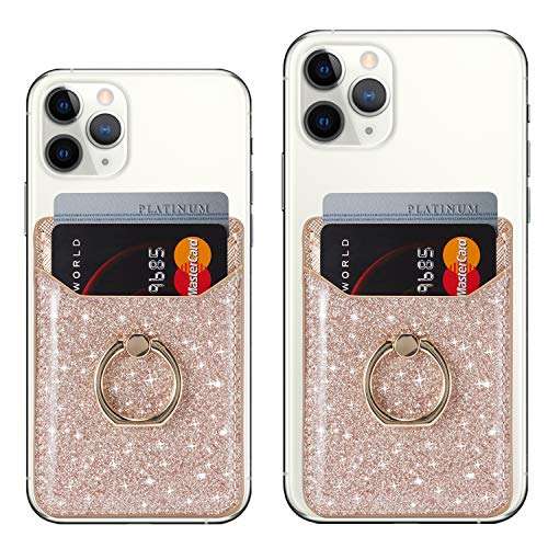 BIAJIYA Phone Card Holder RFID Wallet Credit Adhesive Cell Case Stick-on for Back of Phone For iphone 13series/12 Pro MAX/Samsung Galaxy/Most Smartphones (RoseGold) 4