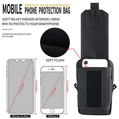 IronSeals Multi-Purpose Tactical Molle Pouch Waist Bag for Mobile Phone Belt Pouch Holster Cover Case for iPhone 16 Pro Max/16 Pro/16/15 Pro Max/14 Pro Max/13 Pro Max/12/11 Pro Max 3