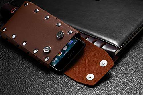 wosiy Cell Phone Pouch Nylon Holster Case with Belt Clip Cover for Samsung Galaxy S8 / S9 / S10 / S20 / Galaxy A10 / A10e/ A20 / A30 / A50 / A51 (Brown) 2