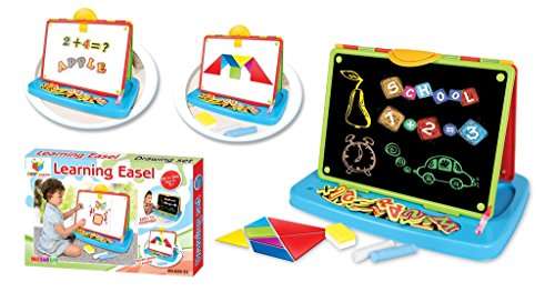 Toys Bhoomi Educational Double-Sided Kid's Portable Learning Easel with Magnetic Drawing WhiteBoard & Writing Blackboard