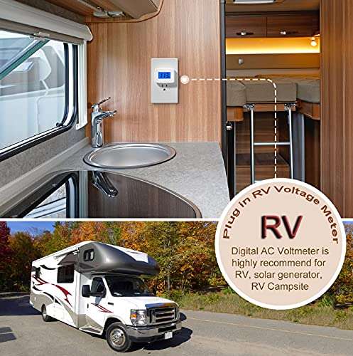 Eversame Flat US Plug AC 80-300V LCD Digital Voltmeter Voltage Measuring Monitor, AC 110V 220V Voltage Panel Power Line Volt Test Monitor Gauge Meter for Household Plug into Outlet to Measure Voltage 6