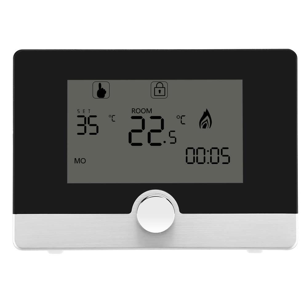 Xinwoer Temperature Controller Digital Programmable Thermostat for Wall-Hung Boiler Heating System for Electric Heating Equipment and Wall-Hung Boiler Heating System(Black) 1