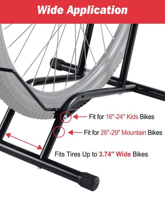 Zacro Bike Stand Floor, Upgraded Up to 3.74" Wide Tire Bike Rack Garage for Indoor Storage Holder, Bicycle Parking Stand Fit for 16"-29" Wheel Almost Bike - Kids Road Mountain Bikes Fat Tire Ebike 5