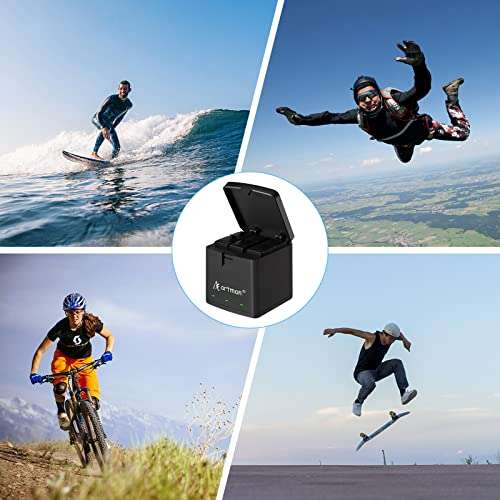 Artman Battery 1500mAh for GoPro Hero 8/7/6/5 Black and 3-Channel LED USB Charger Fully Compatible with GoPro Hero 8 Battery and Charger (3-Pack) 5