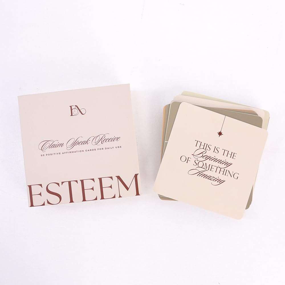 Esteem Affirmations Esteem Daily Affirmation Cards for Manifestation, Self Care, Self Love Stress Relief 4 x4 Inspirational with Quotes 50 Mindfulness Box Women and Men 1