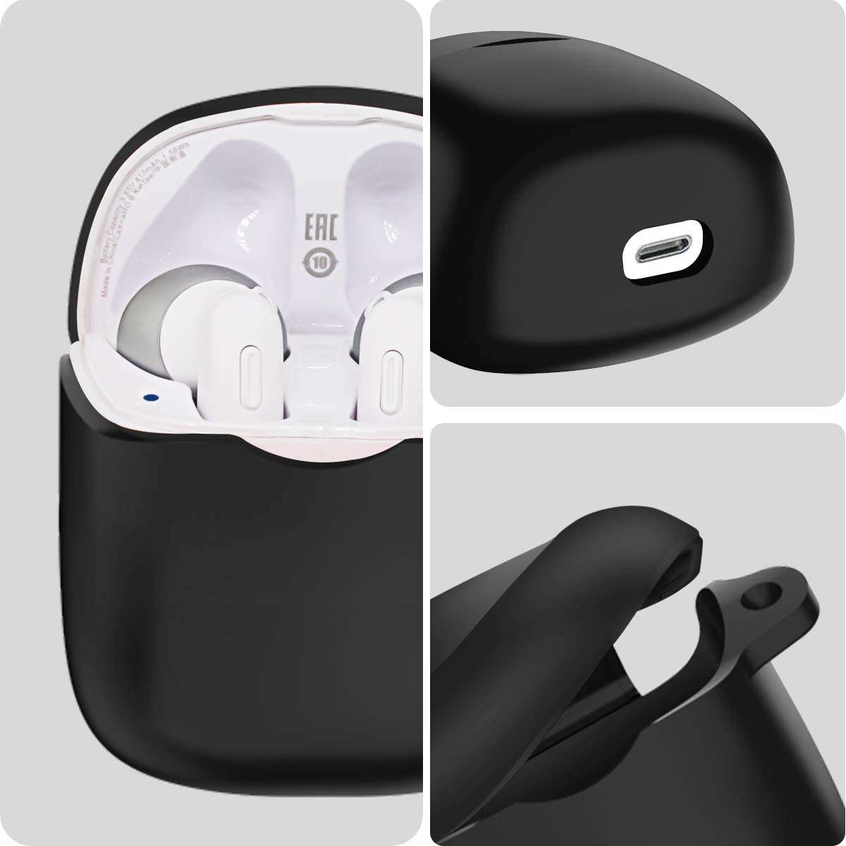 TOLUOHU for JBL Tune 225TWS/220TWS Case Cover,Carry/Shockproof/Waterproof Silicone Protect Skin Case Cover for JBL Tune 225TWS/220TWS Wireless Earbuds Accessories with Keychain 4