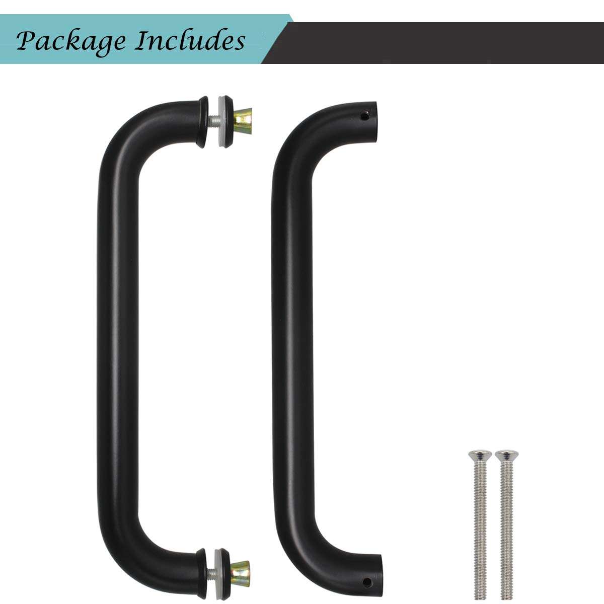 1 Pack 12 inch Length Black Barn Door Pull,Stainless Steel Handle Set,Heavy Duty Sliding Door Pull,Bar Shape Gate Door Handles 5