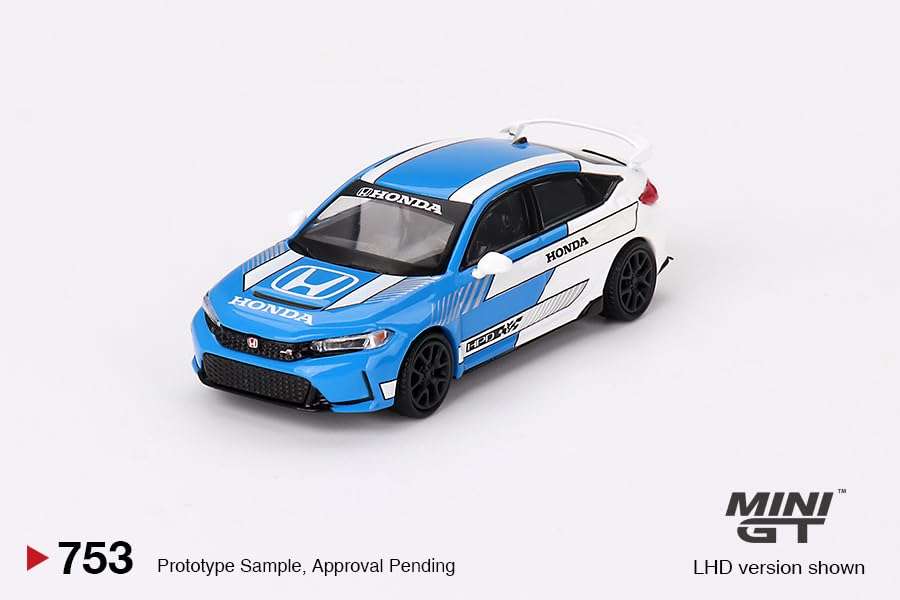 True Scale Miniatures Model Car Compatible with Honda Civic Type R #3 2023 Pace Car Blue 1/64 Diecast Model Car Mini GT MGT00753 4