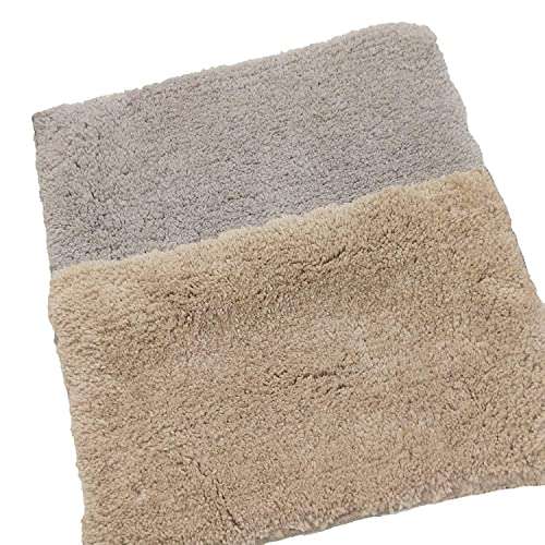 BRIGREL Anti-Slip Bath Mat Microfiber Soft, Size 40 x 60 cm - Bathroom Rugs - Suitable for Kitchen, Bedroom and Bathroom, Dry Fast Water Absorbent & Machine-Washable (Grey and Beige) 2