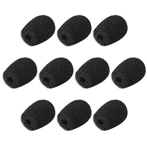 uxcell 10PCS Foam Mic Cover Headset Microphone Windscreen Shield Protection Black 12mm Length for Headset Lapel Lavalier 1