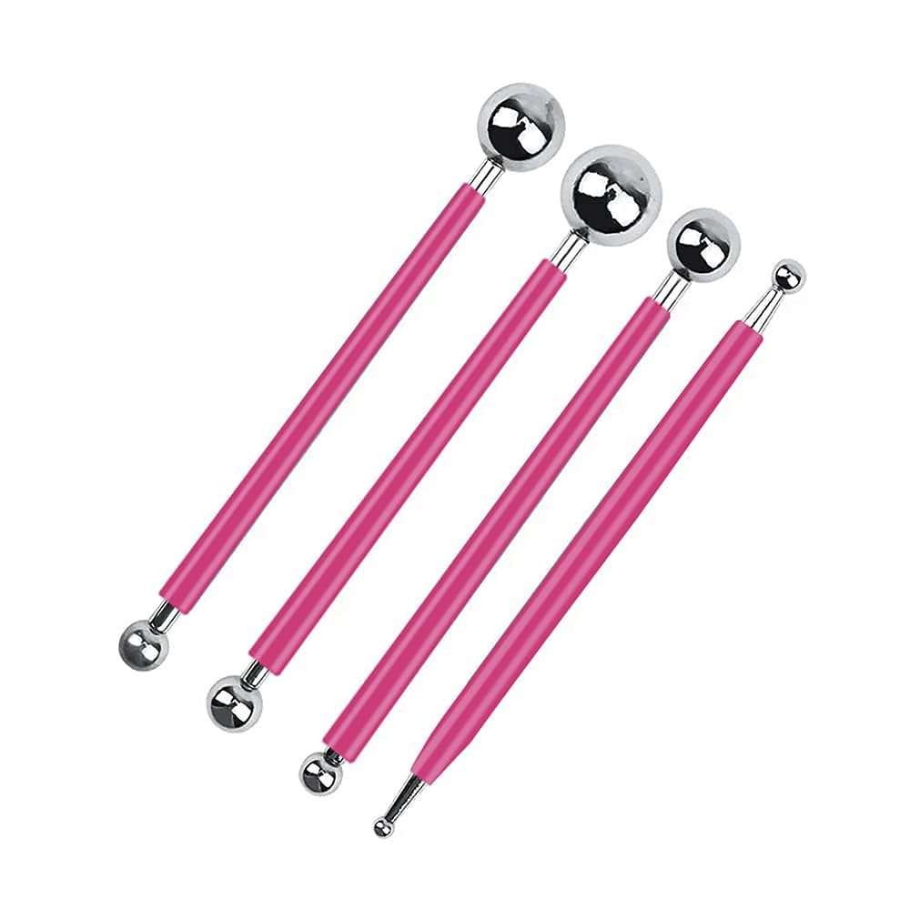 4-Piece Fondant Cake Decorating Tools – Clay Flower Sugarcraft Ball Models DIY Tool Set for Cake Decorating and Crafting