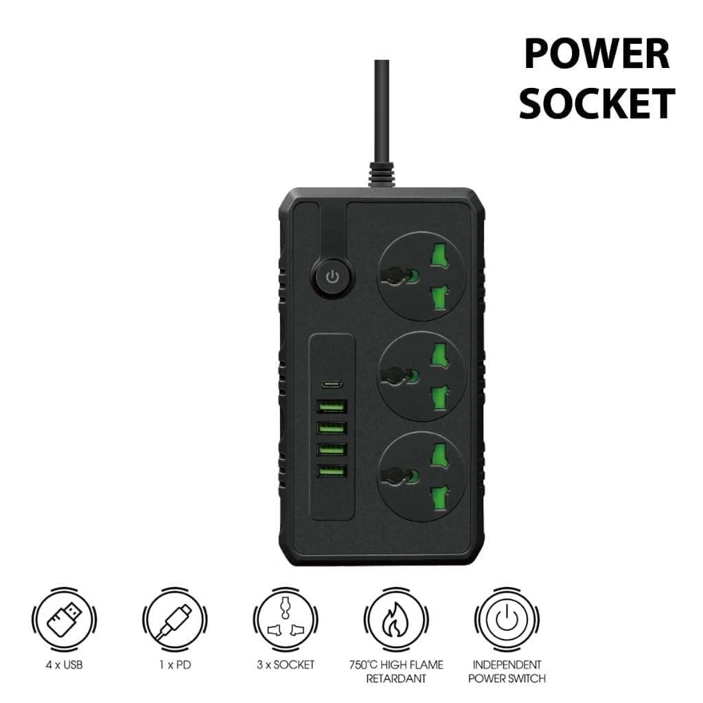 ZIPRON Extension Board for Heavy Appliances Smart Electric Surge Protector Extension Cord Power Plate Extension Board with Universal Sockets Multi Plug for Office & Home Appliances 6