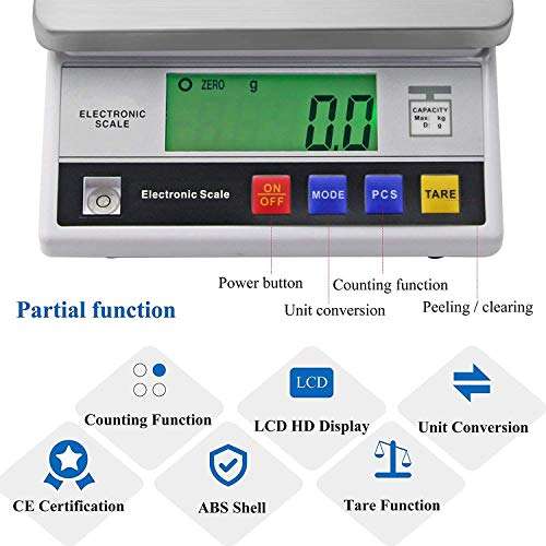 Bonvoisin Digital Gram Scale 0.1g Electronic Lab Weighing Scale Counting Scale Precision Lab Scale Analytical Balance Scale Industrial Scale Scientific Counting Scale (10kg, 0.1g) 2