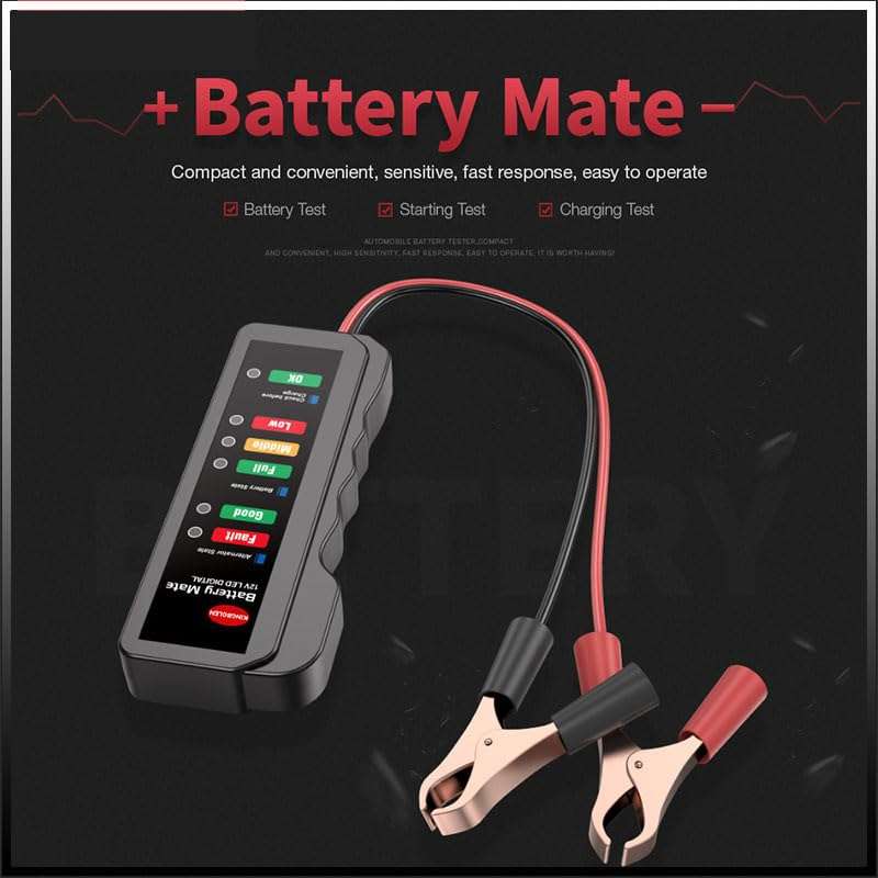 Huiying Angle 12V Car Battery Testers Automotive,Led Display Auto Battery Analyzer,Car Battery Tester for Most Cars 4