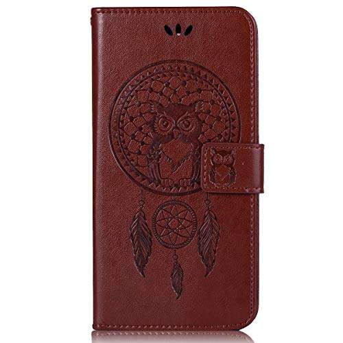 Sidande for Moto G7 Play Case, for Moto G7 Optimo Case, [Wrist Strap] Luxury PU Leather Wallet Flip Protective Phone Case Cover with Card Slots and Stand for Motorola Moto G7 Play Phone Brown 6