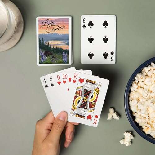 Lantern Press Lake Tahoe, Black Bear and Cubs with Flowers (52 Playing Cards, Poker Size Card Deck with Jokers) 2