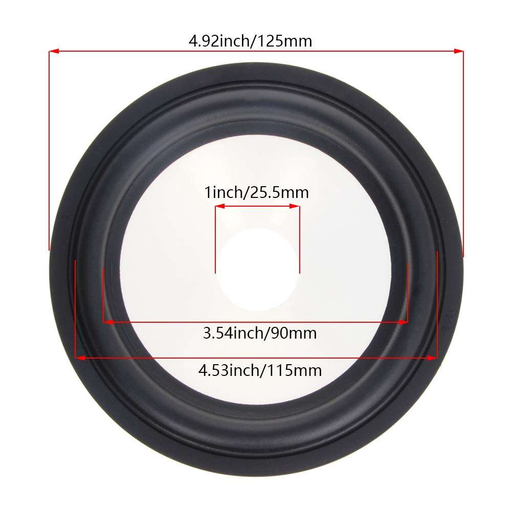 Fielect 5 inches Paper Speaker Cone Subwoofer Cones Drum Paper 1 inches Inner Diameter with Rubber Surround 1Pcs 3