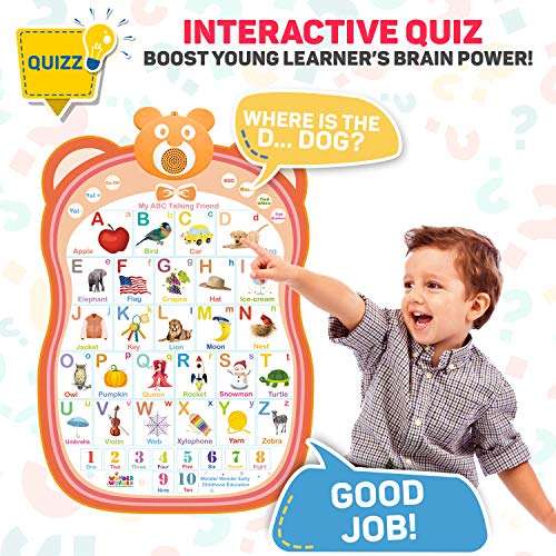 My ABC Talking Friend Interactive Alphabet Toy Talking Poster Wall Chart, Educational Toy for Learning Toddlers, Age 2+ Year Old Boys and Girls [ORANGE COLOR ONLY] 3