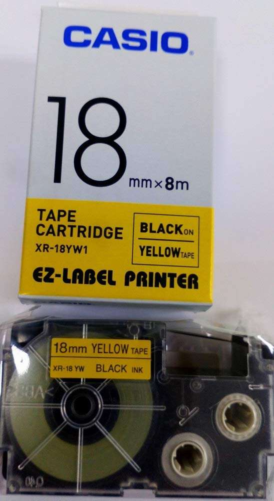 Casio 18mm Label Printer Cartridge Black Print on Yellow Tape 3