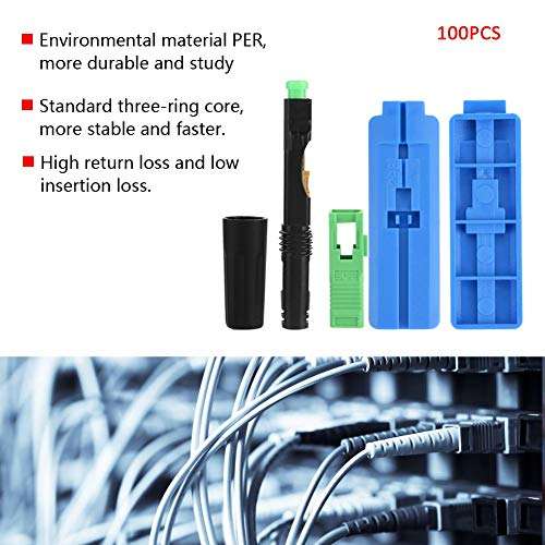 100Pcs Fiber Optic Cable Adapter SC/APC Embedded Optic Fiber Quick Fast Connector Connecting Adapter(Straight Plug) 3