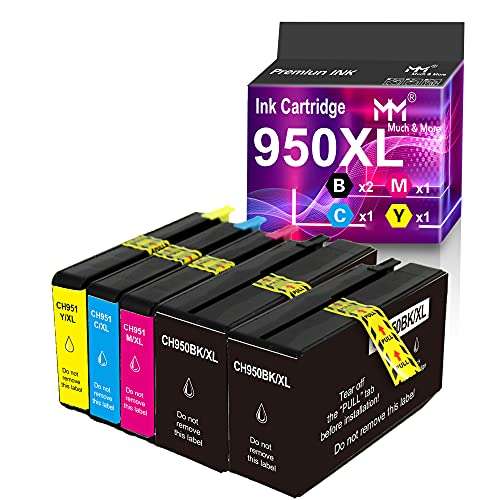 MM MUCH & MORE Compatible Ink Cartridge Replacement for HP 950XL 951XL 950 XL 951 XL to use for OfficeJet Pro 8630 8640 8610 8620 276dw 251dw Printer (5-Pack, 2 x Black, Cyan, Magenta, Yellow) 1