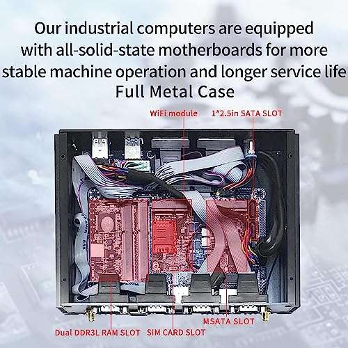 Thdeukoty Fanless Mini Industrial PC, Desktop Computer Core i3-5005U Windows 10 Pro, 8GB RAM 256GB SSD, 2xNICs, 2*COM RS232, 4xUSB3.0, Dula-Band WiFi, HDMI/VGA Ports, Gigabit LAN, Auto Power On 3
