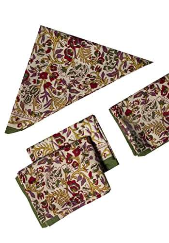 CONTRAST LIVING Rakshy Hand Block Printed Kitchen Towel/Dish Towel/Hand Towel Multi Color Set of 3 Pcs 3