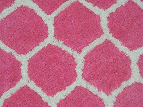 SW Home Care Featuring Self Designed Geometric100% Cotton Tufted Pink/White Bathmat, Water Absorbent, Anti Skid 50 X 80 cm 2
