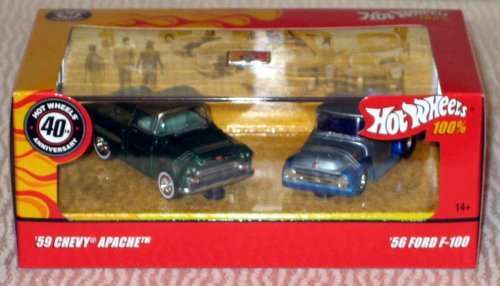 Hot wheels 100% 40th annniversary '59 Chevy Apache / '56  Ford F-100 Collectable Set