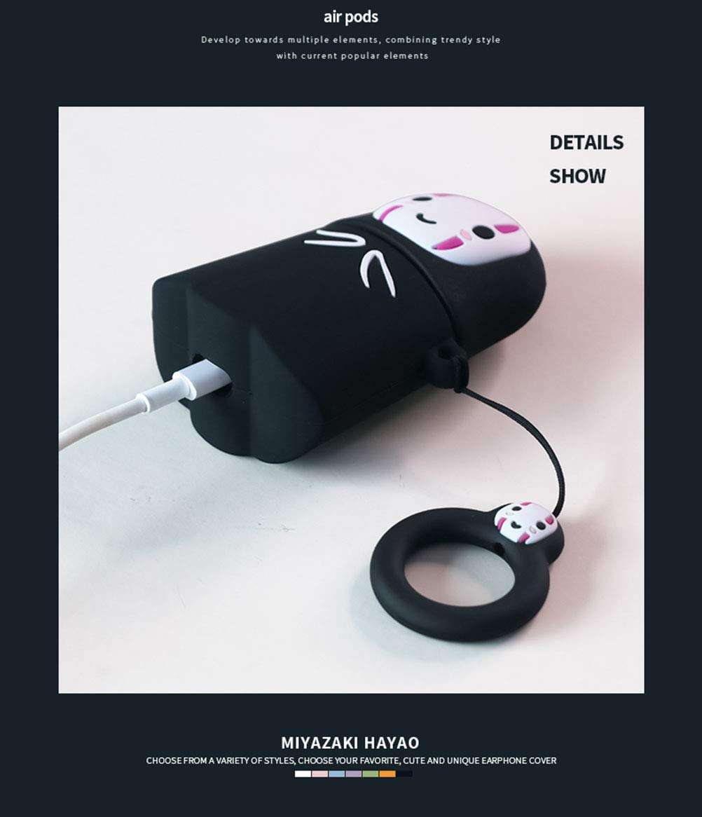 Airpods Case,New Spirited Away Kaonashi Case for Airpods 1&2, Airpods Accessories Shockproof Protective Premium Silicone Cover and Skin for Apple Airpods Charging Case (No Face Man) 2