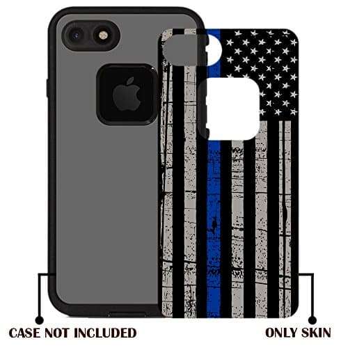 Teleskins Protective Designer Vinyl Skin Decals/Stickers Compatible with Lifeproof Fre iPhone 7 / iPhone 8 / SE 2020 Case -Thin Blue Line USA Police Flag Design Patterns - only Skins and not Case 4