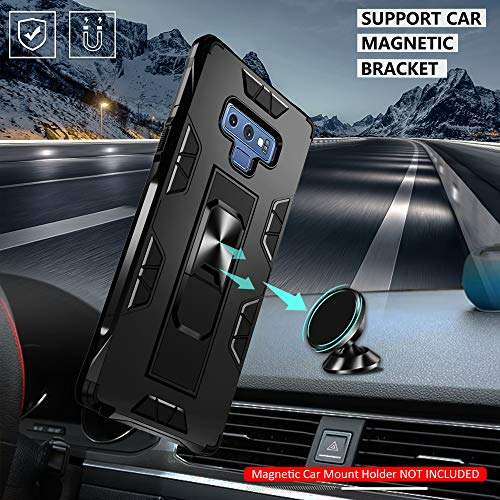 Compatible for Samsung Galaxy Note 9 Case with HD Screen Protector, Gritup Military Grade Dual Layer Protective Shockproof Cover Built-in Magnetic Kickstand Phone Case for Samsung Note 9, Black 6