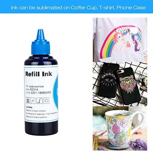 TBTeek 400ML Sublimation Ink for Inkjet Printers C68 C88 C88+ XP-430 WF-2650 WF-7610 WF-7620 WF3540 WF-3640 ET-2600, ET-16500, ET-4500, ET-4550 Heat Press Transfer on Mugs, Polyester Shirts 3