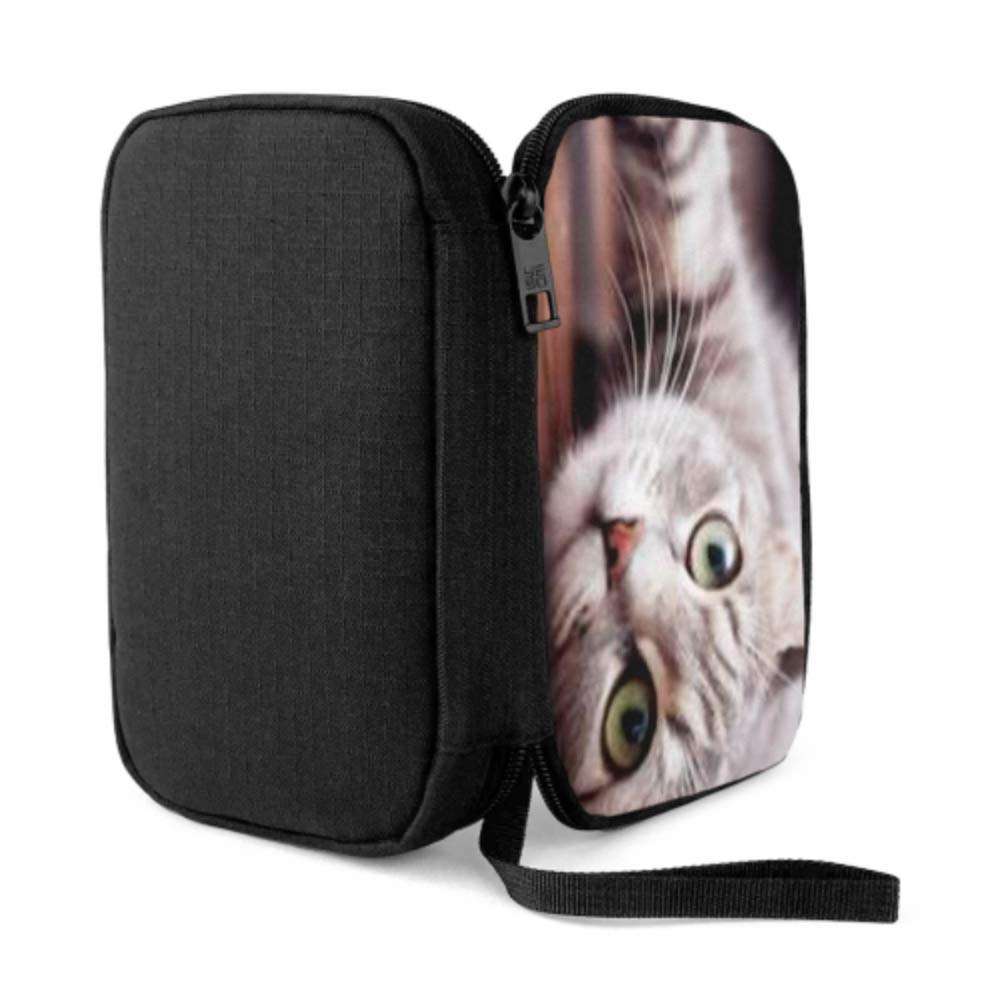 Electronics Accessories Organizer Bag Gray Fluffy Cat Concept Pets Banner Electronics Organizer Electronics Cable Organizer Storage Bag of Cases for Cable, Charger, Phone, USB, Sd Card 3