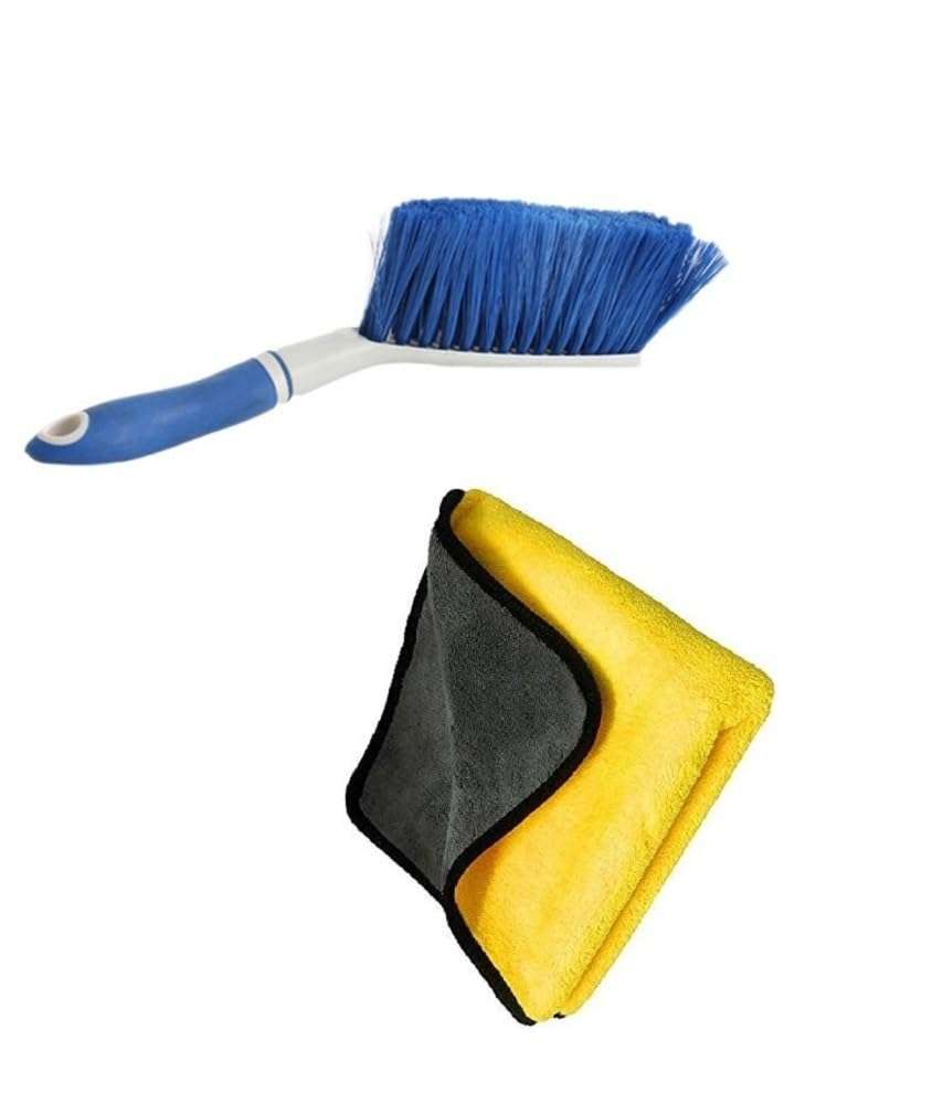 MotoshozX Car Washing Cleaning Microfiber Towel Cloth with Seat | Carpet Brush Suitable for Ford Figo T1 [Combo] 5