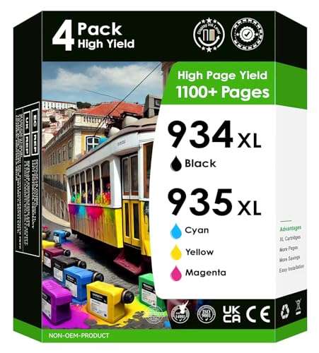 INKjetsclub 934XL Black / 935Xl Cyan, Magenta, Yellow/Ink Cartridges Combo Pack (4-Pack) | Compatible with OfficeJet 6810; OfficeJet Pro 6230, 6830 Series 1
