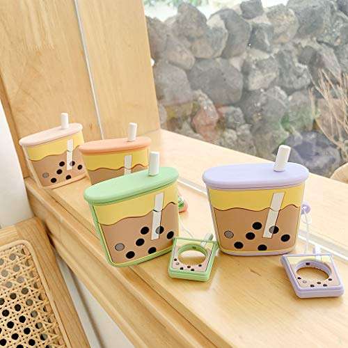 Milk Tea AirPods Pro Case, AKXOMY Cute Airpods Pro Case Boba Tea,3D Kawaii Protective Silicone Cover Case for Apple Airpods Pro Case for Girls Kids Boys (Boba Tea-Purple) 4