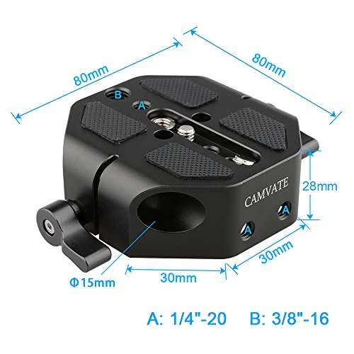 CAMVATE Camera 15mm Rod Type Universal Baseplate Compatible for C100/300/500(Black) - 1448 2