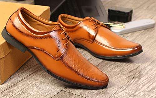 MUTAQINOTI Men's Formal Shoes Tan Handcrafted Leather Shoes for Men (in_DYTN) 9UK 2