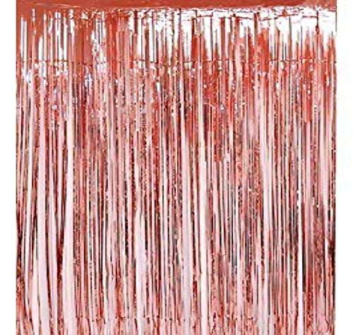 WILDCROC Rose Gold Fringe Curtains for Girls Birthday, Christmas, Halloween, Graduation Ceremony, New Years, Party Decorations | 3 x 6 feet, Pack of 5 3
