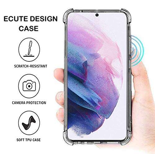 Ecute Clear Slim Protection [Air Armor Designed] Case Cover Compatible with Samsung Galaxy S21 6.2 inch 2021 Released (Not for S21FE,S21+Plus,S21 Ultra) - Moon Dolphin (Galaxy Elephant) 3