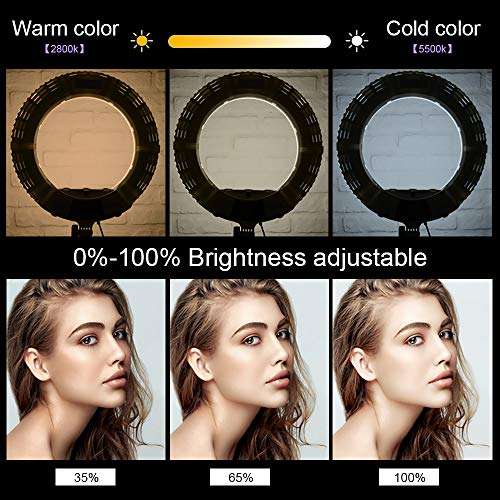 Yidoblo Ring Light Kit [Upgraded Version-1.8cm Ultra Slim]-18 inches,3200-5600K,Dimmable LED Ring Light with Light Stand, Phone Clip,Hot Shoe Adapter for Portrait Makeup Video Shooting (S Rose red) 6